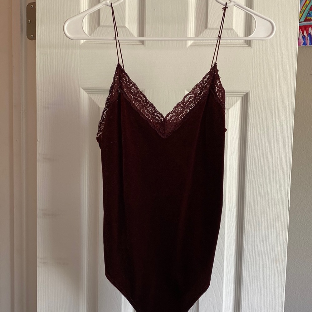 maroon lace bodysuit